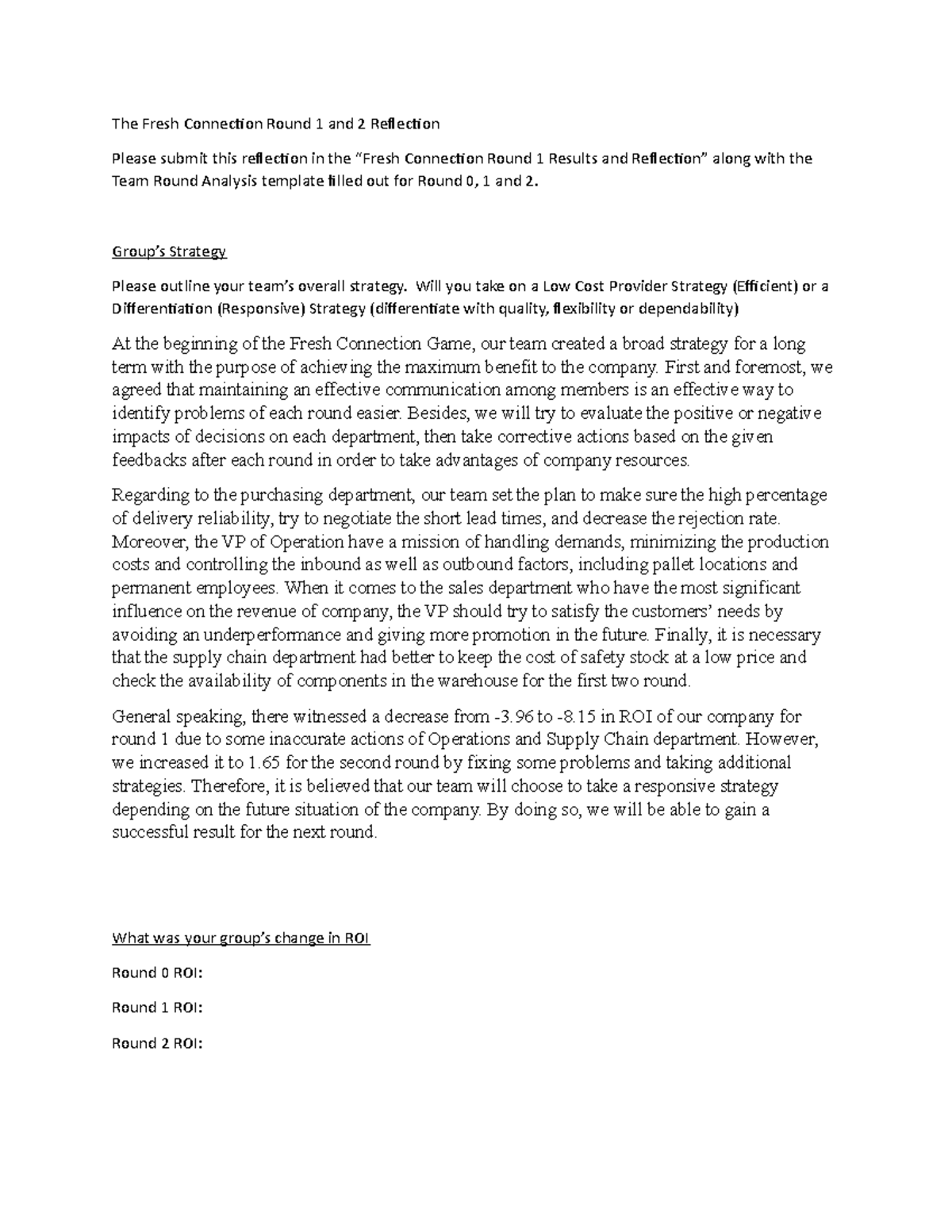 The Fresh Connection Round 1 2 Reflection The Fresh Connection Round