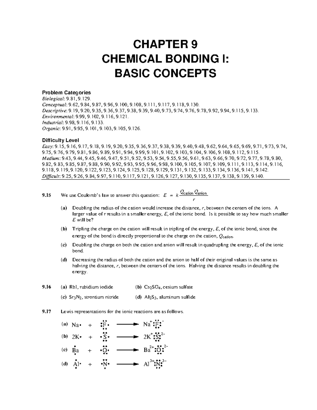 Chapter 9 - 레이먼드 창 자료 - CHAPTER 9 CHEMICAL BONDING I: BASIC CONCEPTS ...