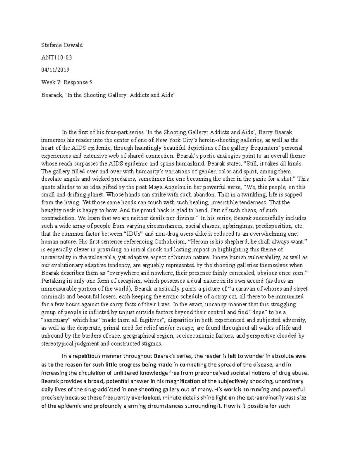 Response 5 Ant110 - Essay - Stefanie Oswald Ant110-03 04 11 2019 Week 7 