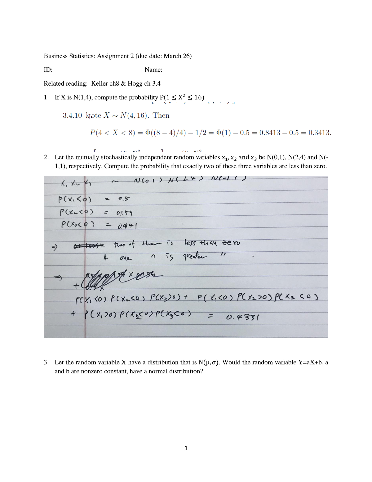 business statistics assignment 2