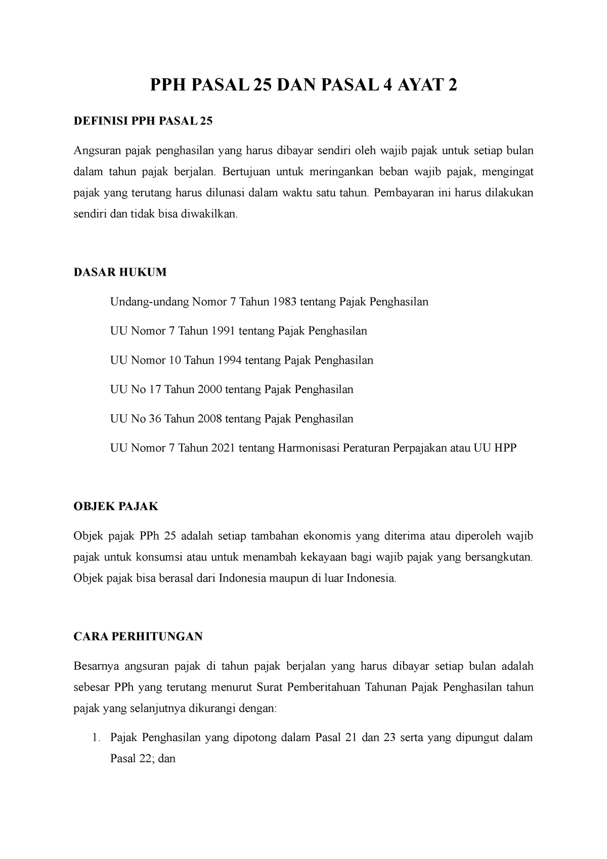 PPH Pasal 25 DAN Pasal 4 AYAT 2 - PPH PASAL 25 DAN PASAL 4 AYAT 2 ...