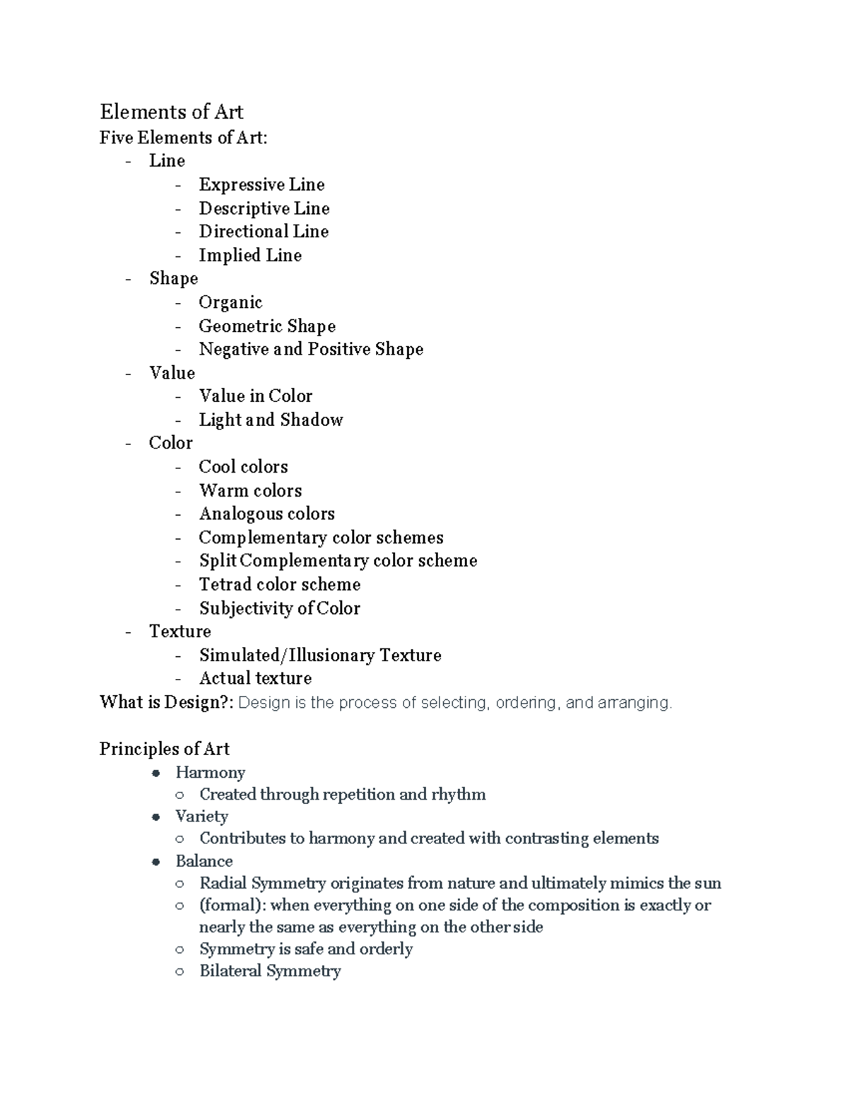 Elements of Art Notes Elements of Art Five Elements of Art Line