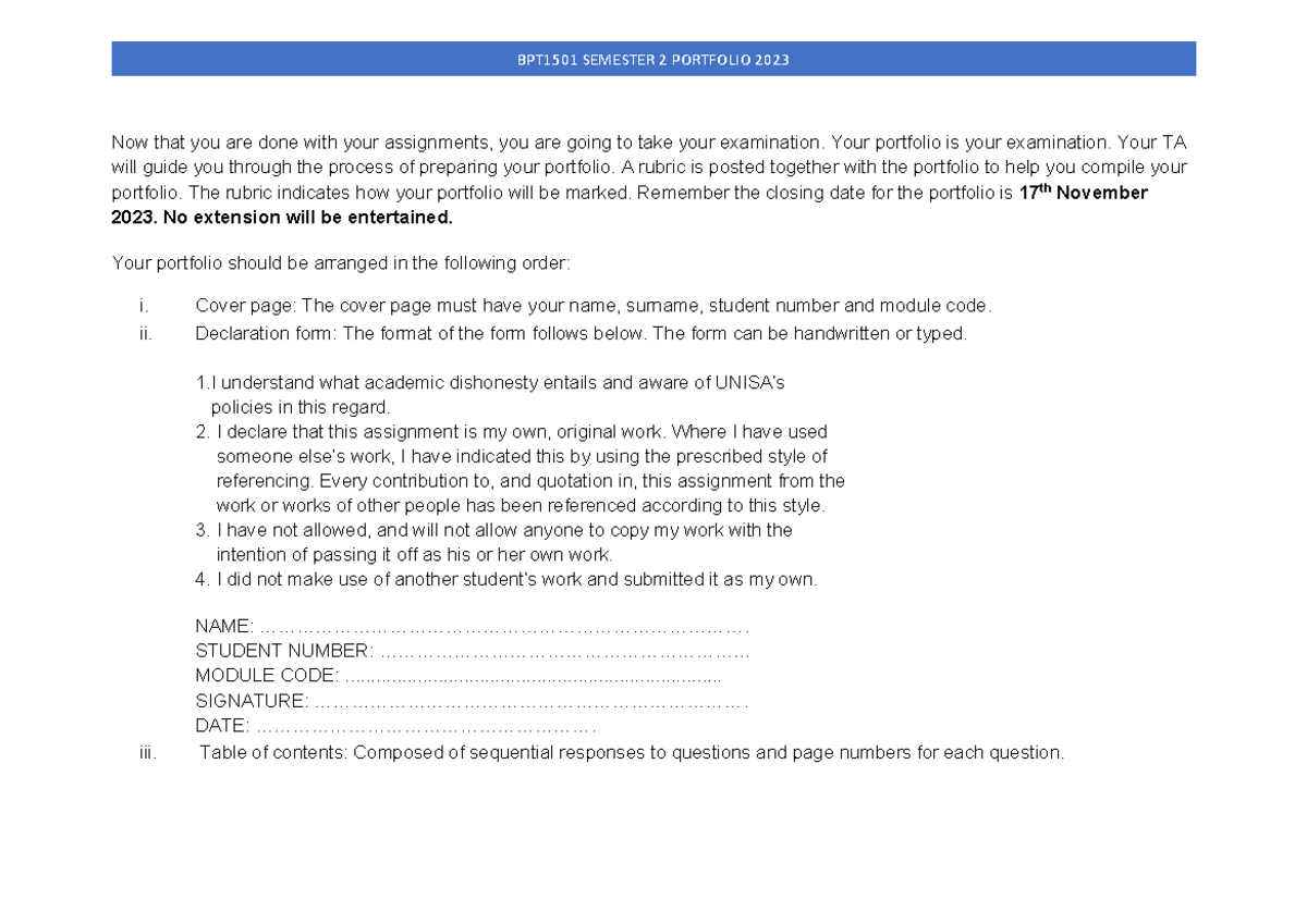 Semester 2 Portfolio 2023 Final - Now that you are done with your ...