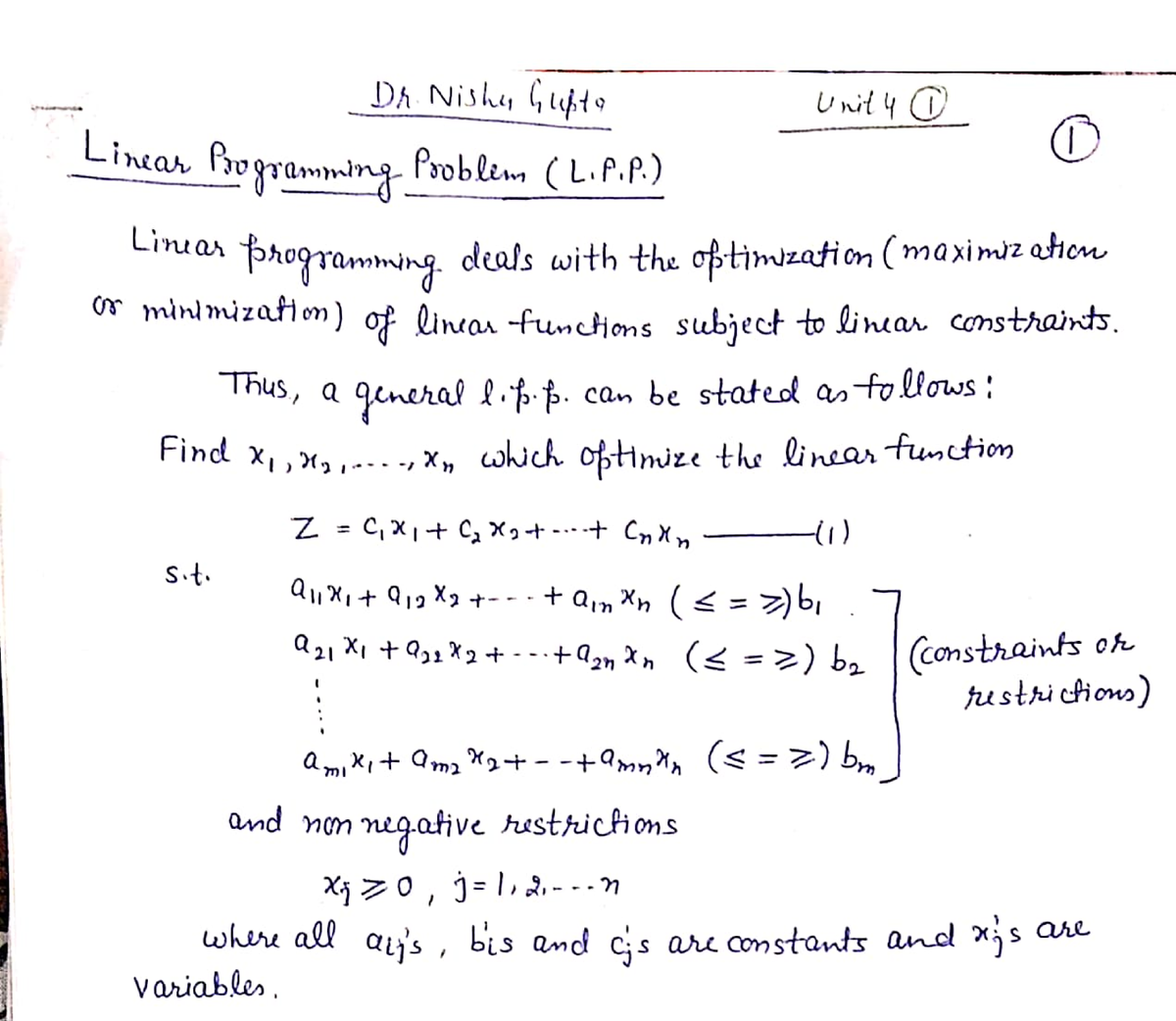 PSLP Unit-4 - Summary Probability, Statistics And Linear Programming ...