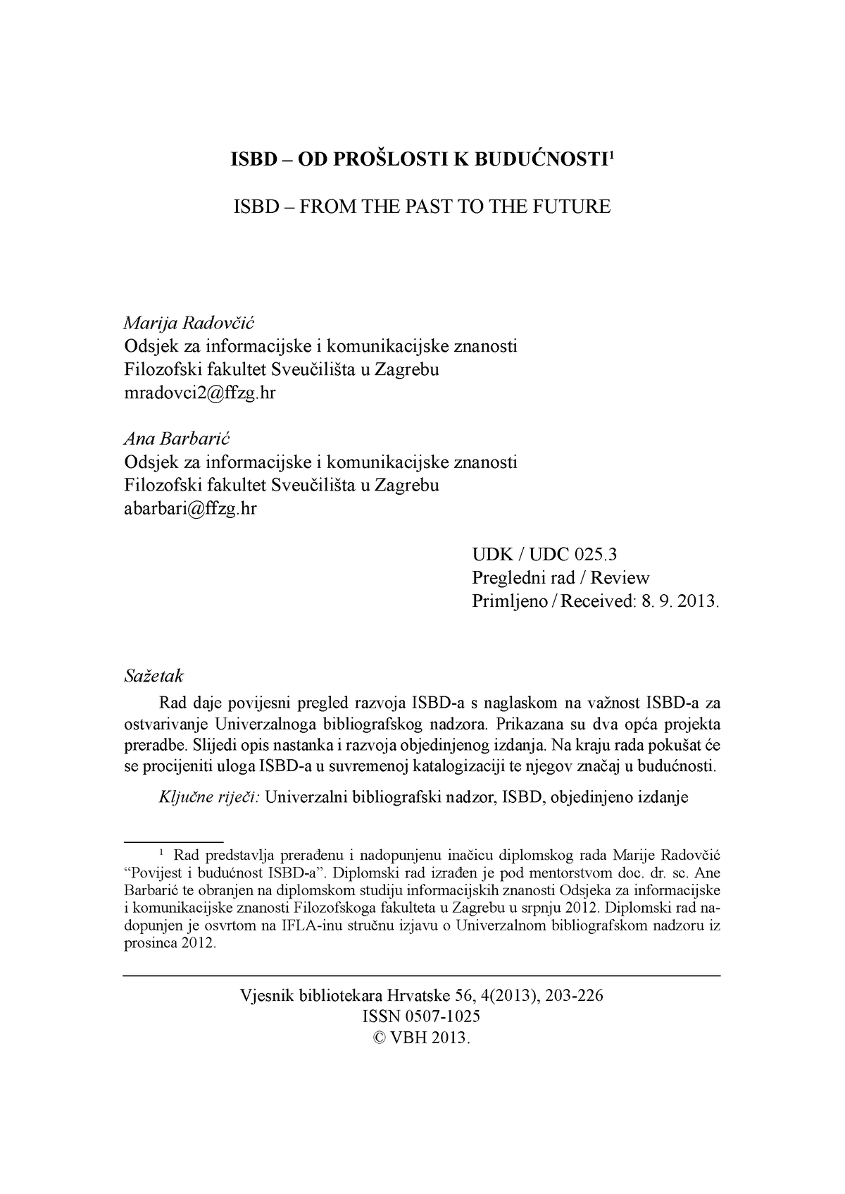 D - Skripta - Vjesnik Bibliotekara Hrvatske 56, 4(2013), 203- ISSN 0507 ...