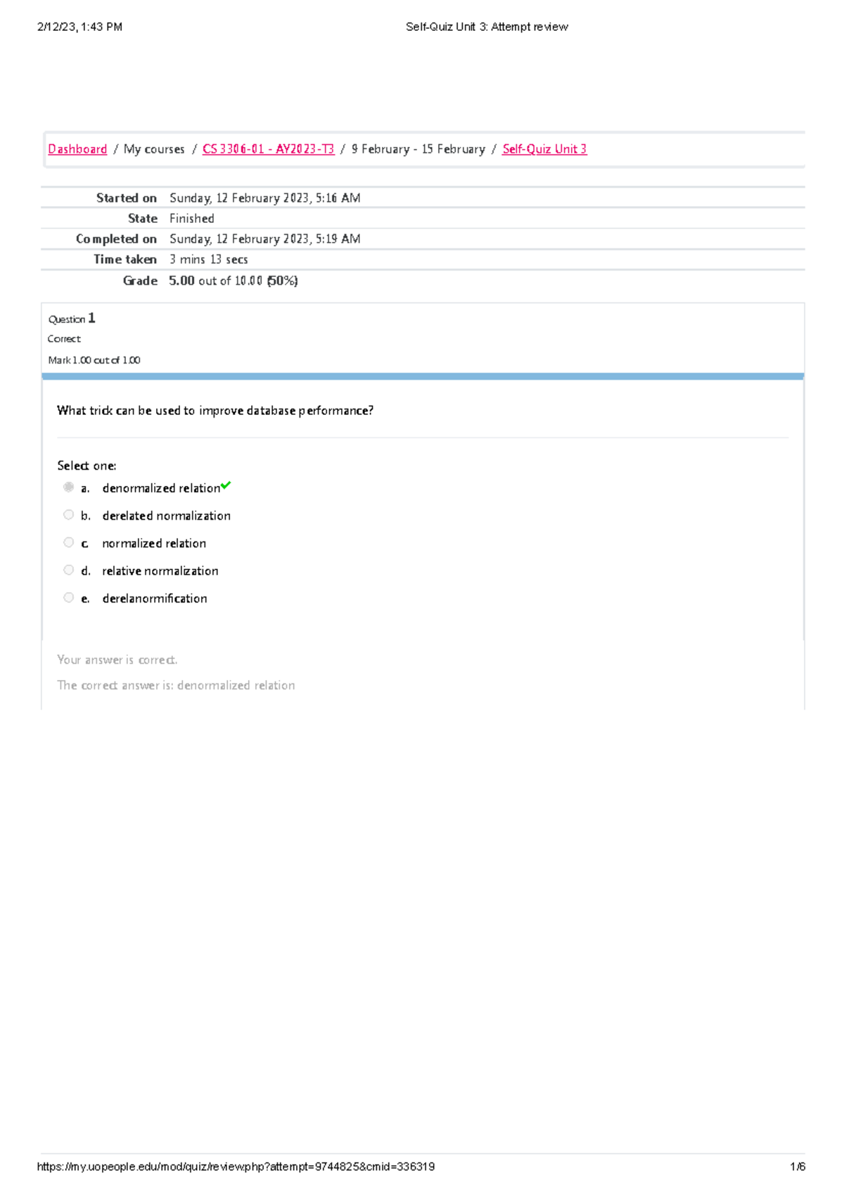 Self-Quiz Unit 3 Attempt Review - Started On Sunday, 12 February 2023 ...