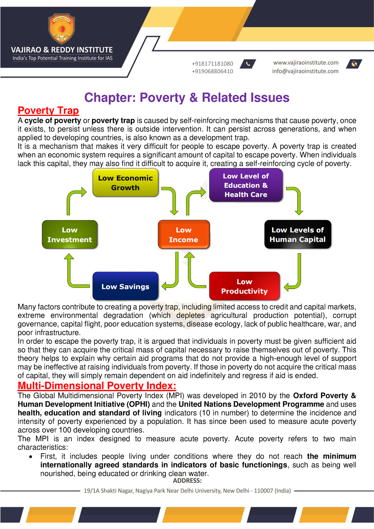 Society - Lecture-12 - Chapter: Poverty & Related Issues Poverty Trap A ...