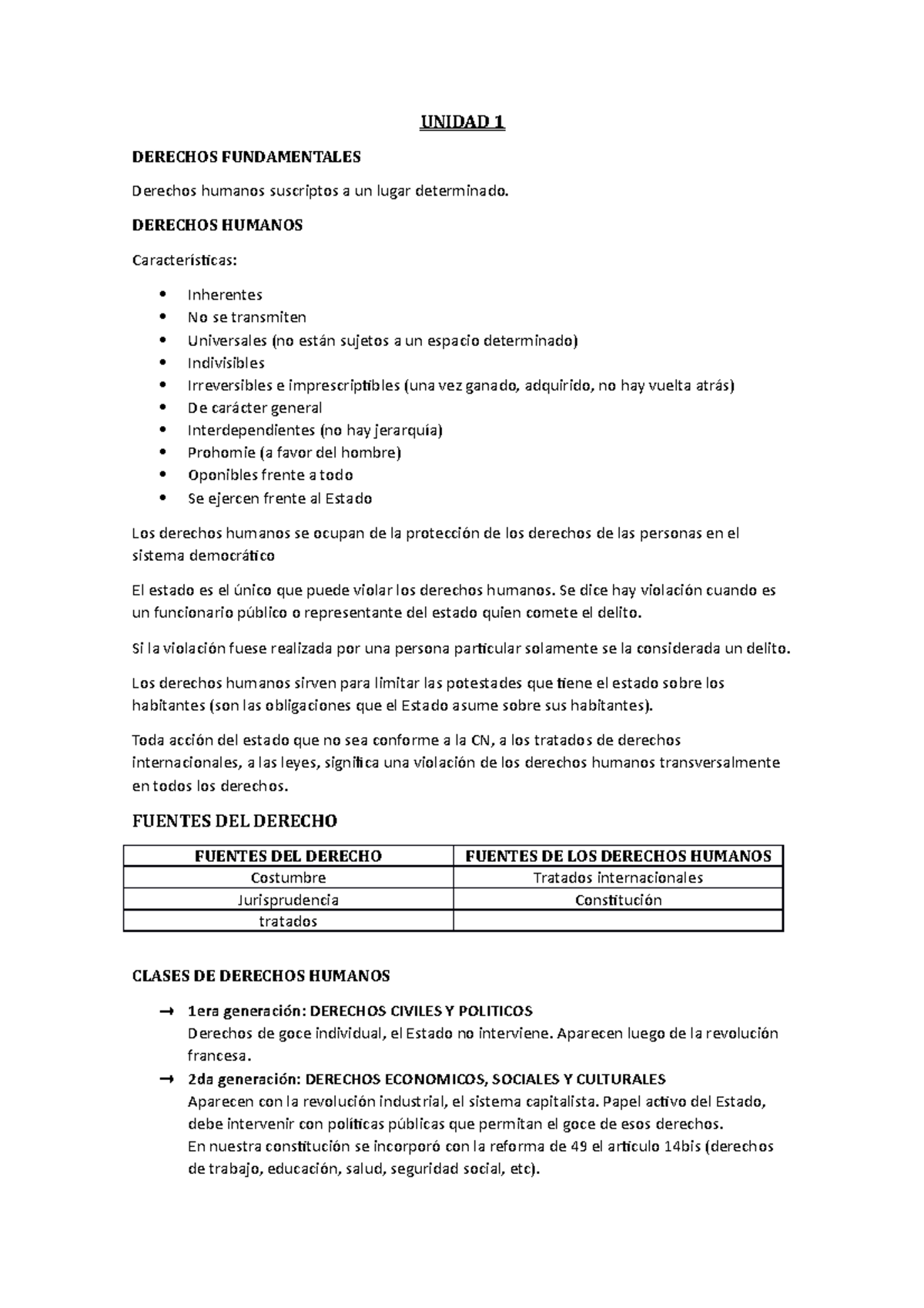 Derechos Humanos - Resumen Completo Primer Parcial - UNIDAD 1 DERECHOS ...