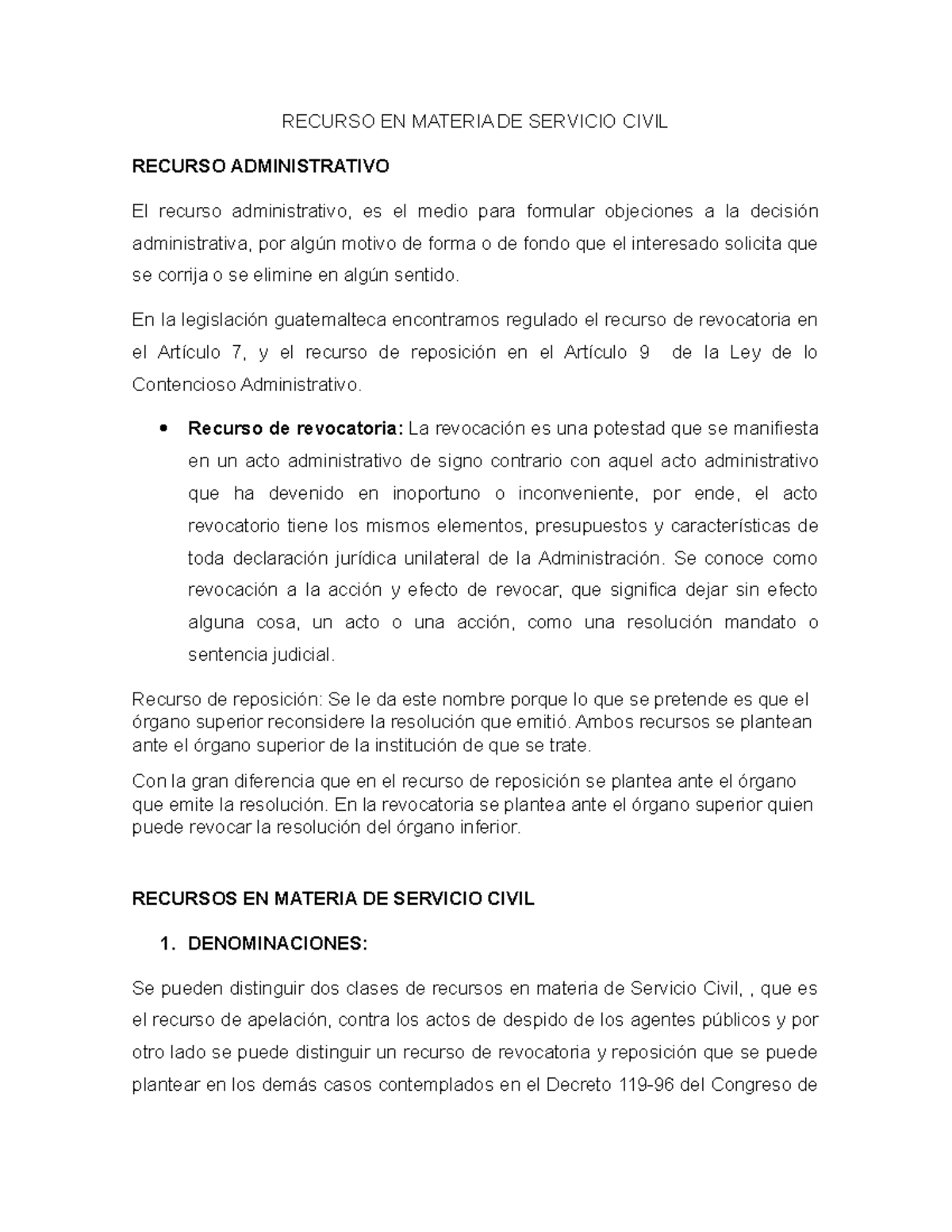 Recurso EN Materia DE Servicio Civil