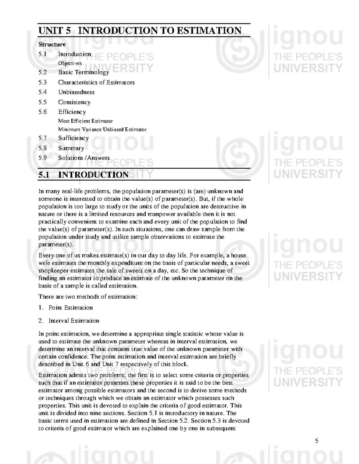 Unit5 Full pdf UNIT 5 INTRODUCTION TO ESTIMATION Structure 5