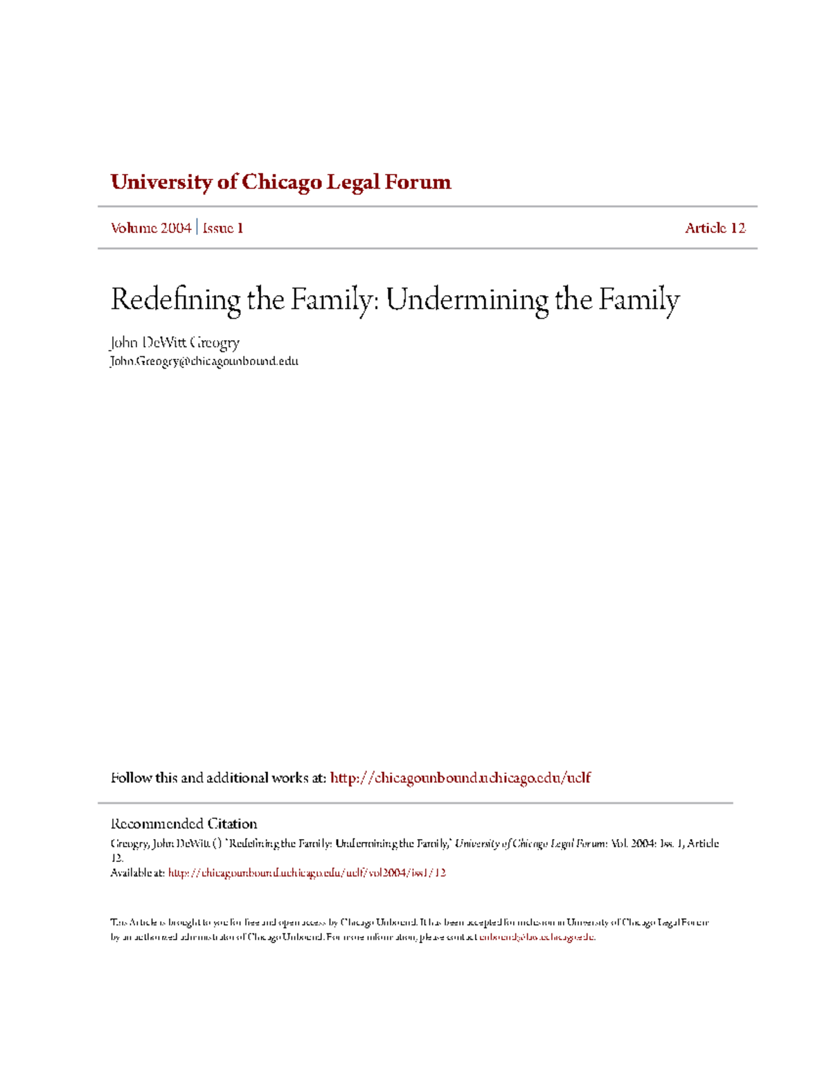 Redefining the Family Undermining the Family - uchicago/uclf This ...