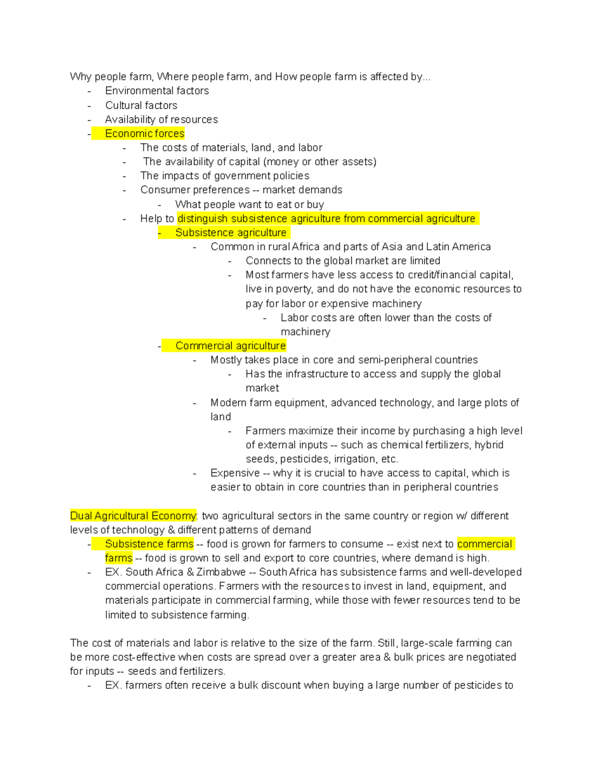 APHG Chapters 13-14 - Why people farm, Where people farm, and How ...