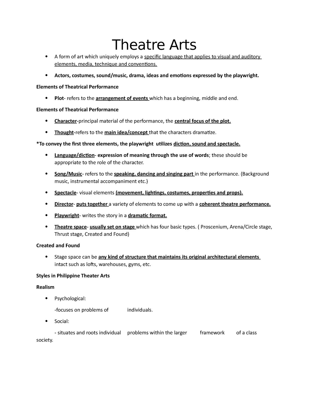 research paper theatre arts