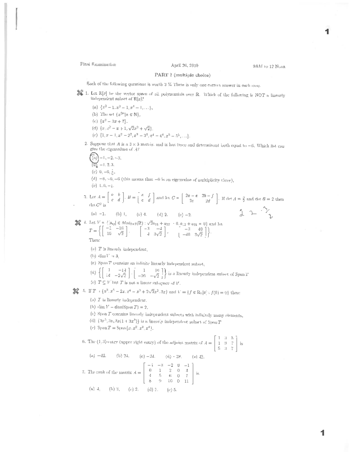 Final and Questions 133 - Math 102 - Studocu