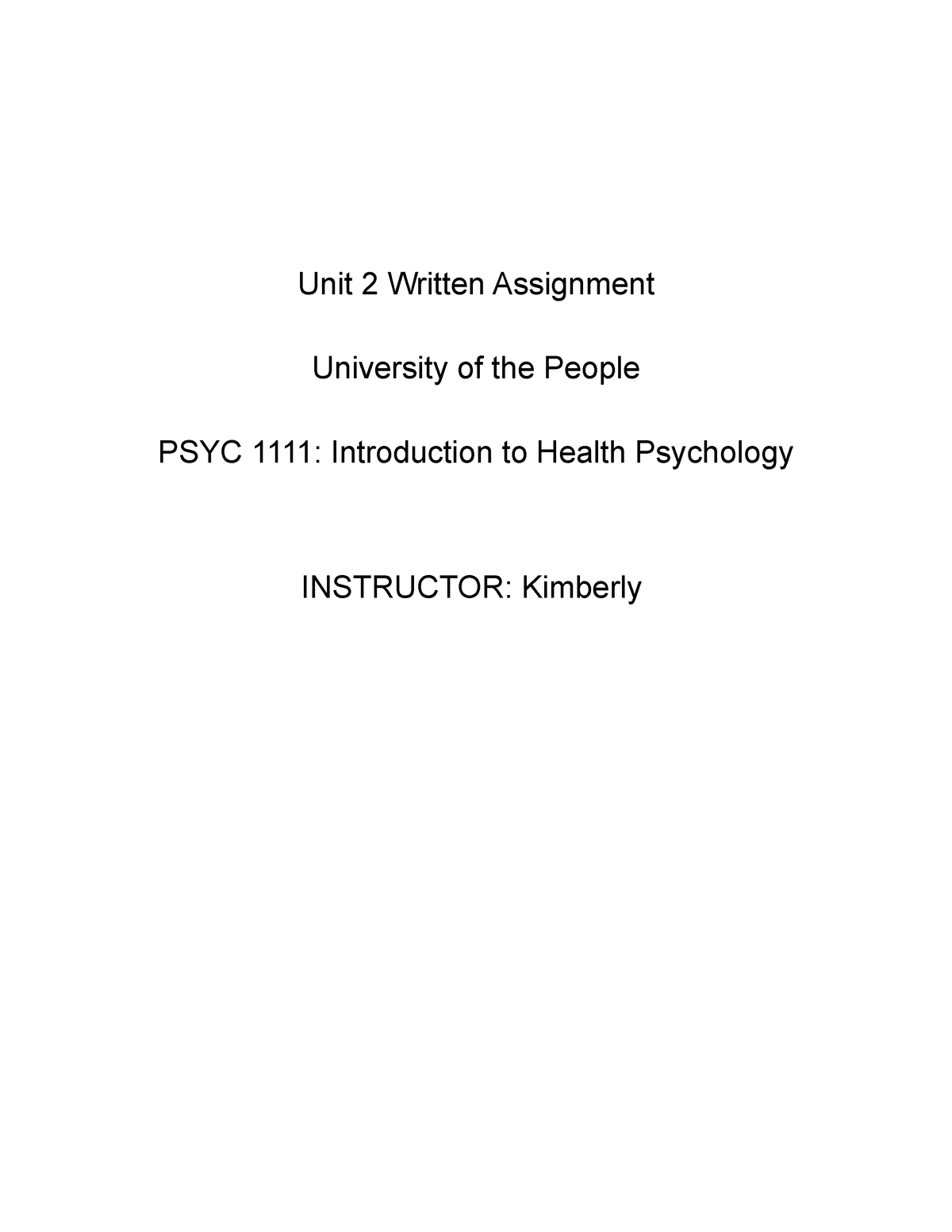 health psychology assignments