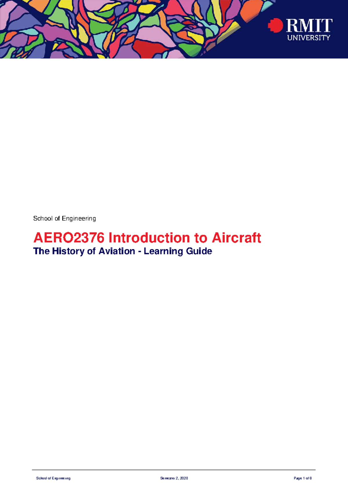 Topic 3 The History of Aviation - AERO2376 Introduction to Aircraft The ...