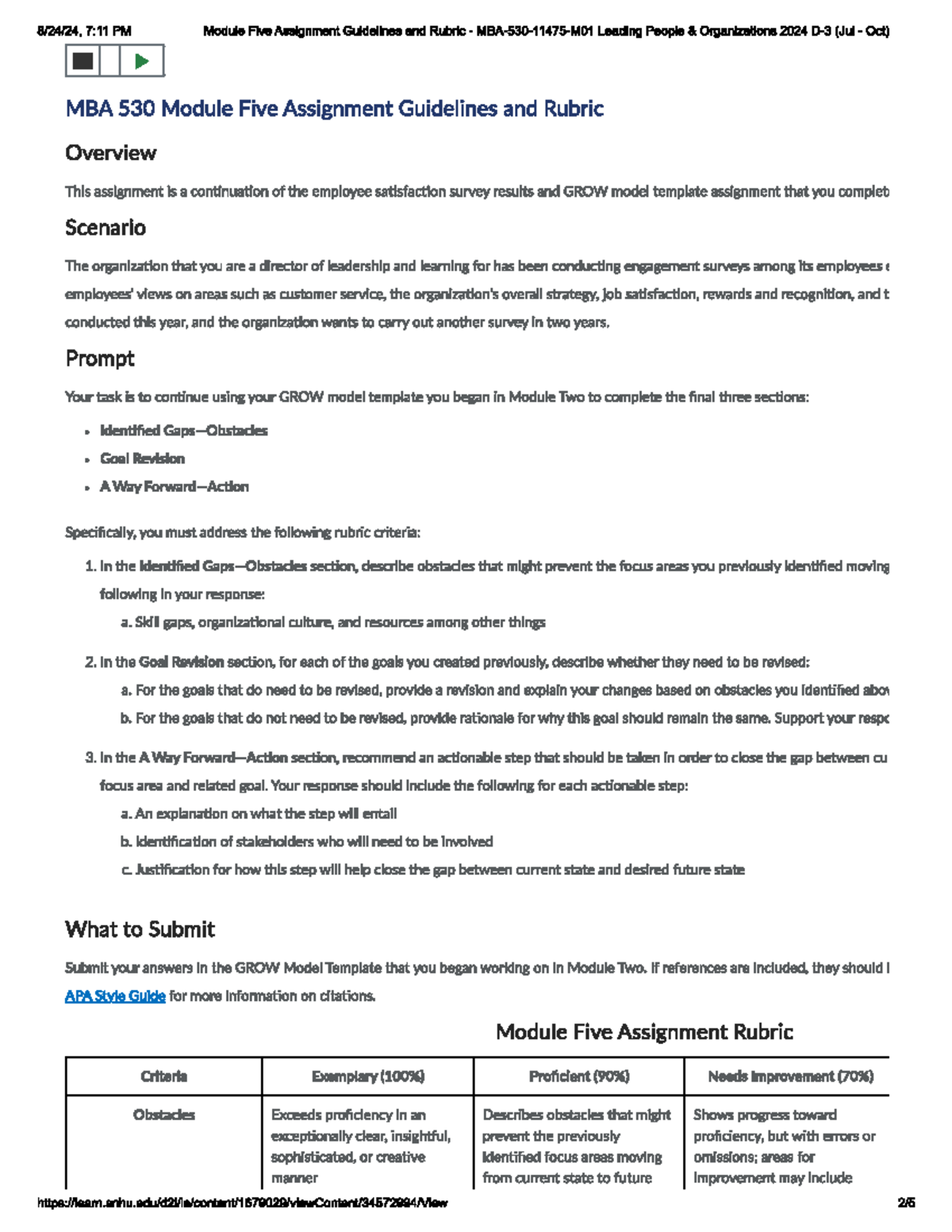 mba 530 module five assignment