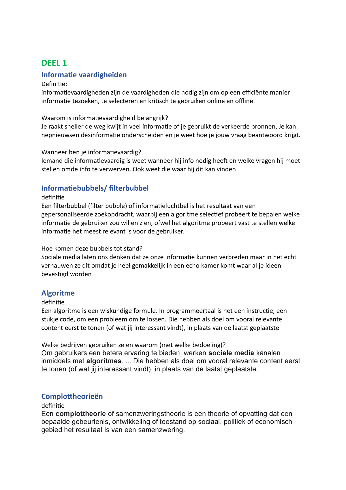 Samenvatting Communicatie En Informatievaardigheden - DEEL 1 Informatie ...