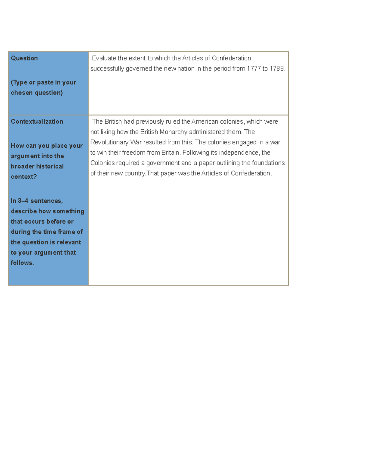 Copy of LEQ Template Chart Question (Type or paste in your chosen