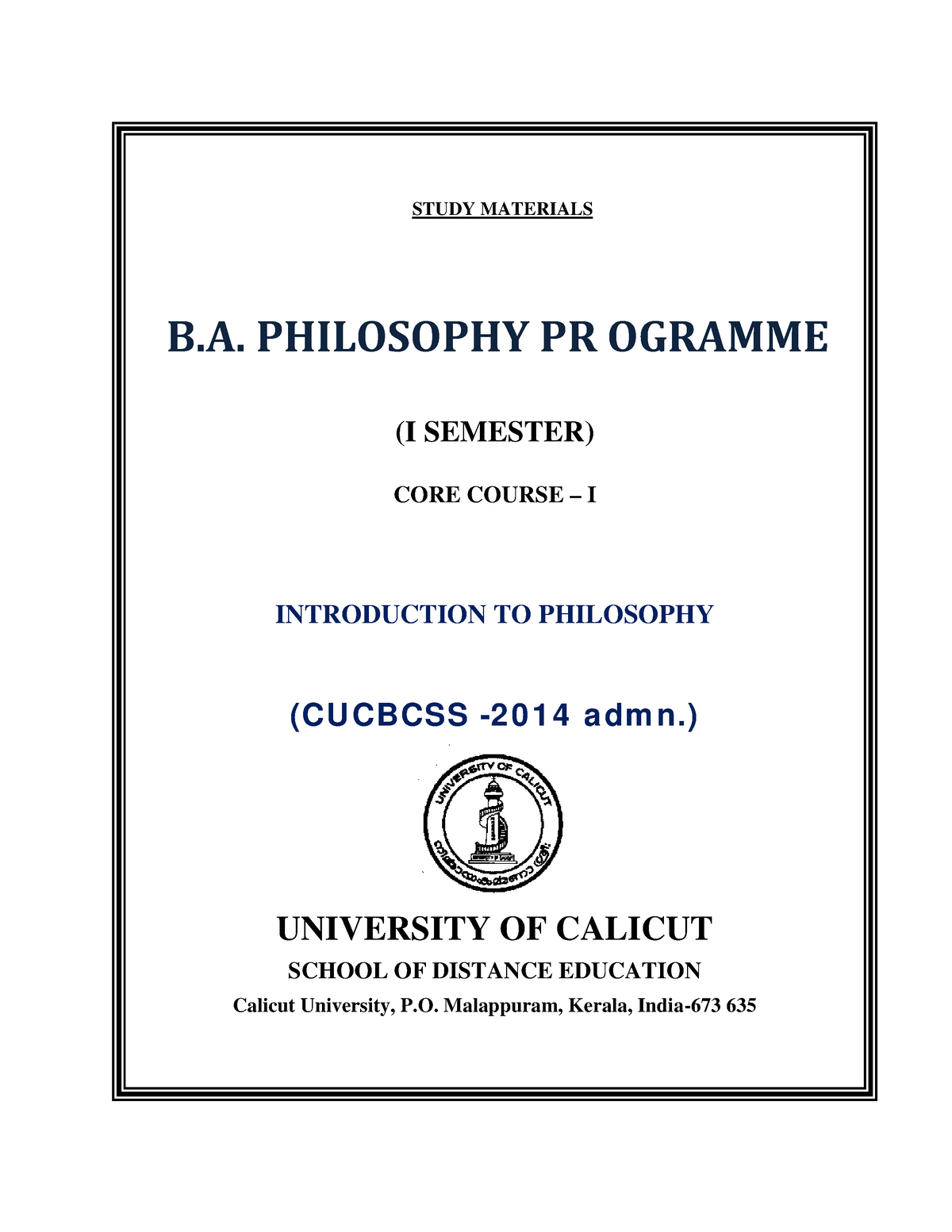 BA Philosophy Introduction To Philosophy 23feb2015 - B. PHILOSOPHY PR ...