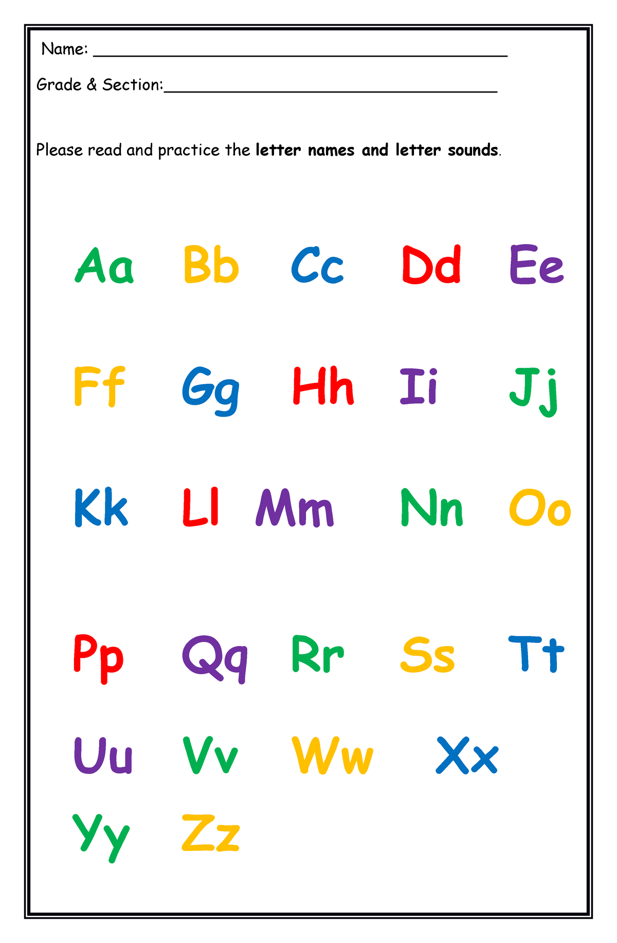 Reading ABC - LETTER SOUNDS, NAMES ,CVC - Name