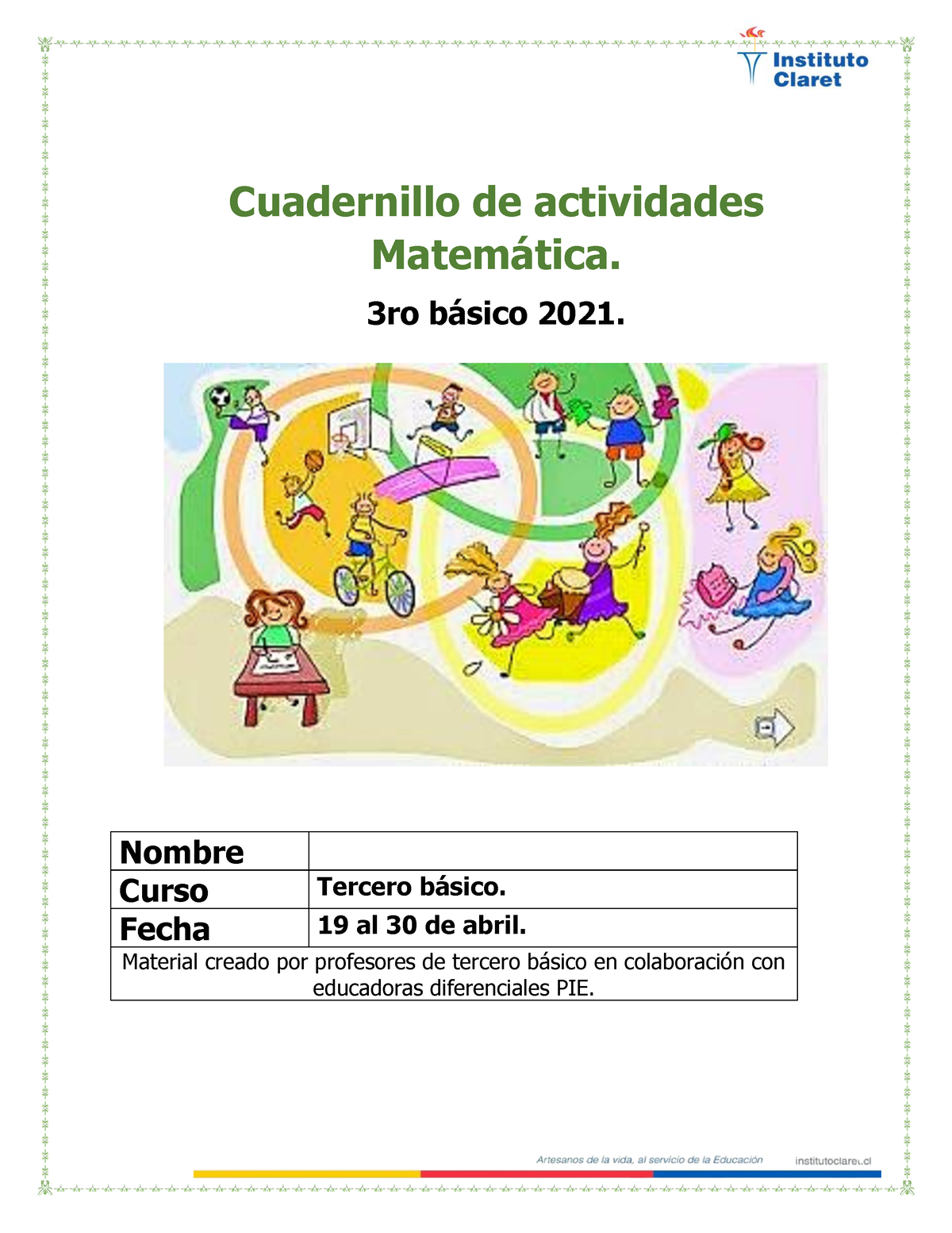 3º Básico Matemática Cuadernillo Del 19 Al 30 De Abril - Cuadernillo De ...