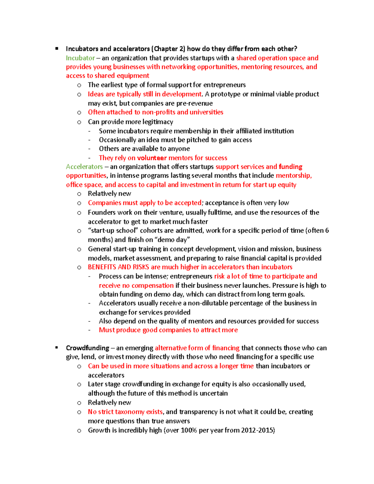 NVF exam 2 study guide Incubators and accelerators (Chapter 2) how do