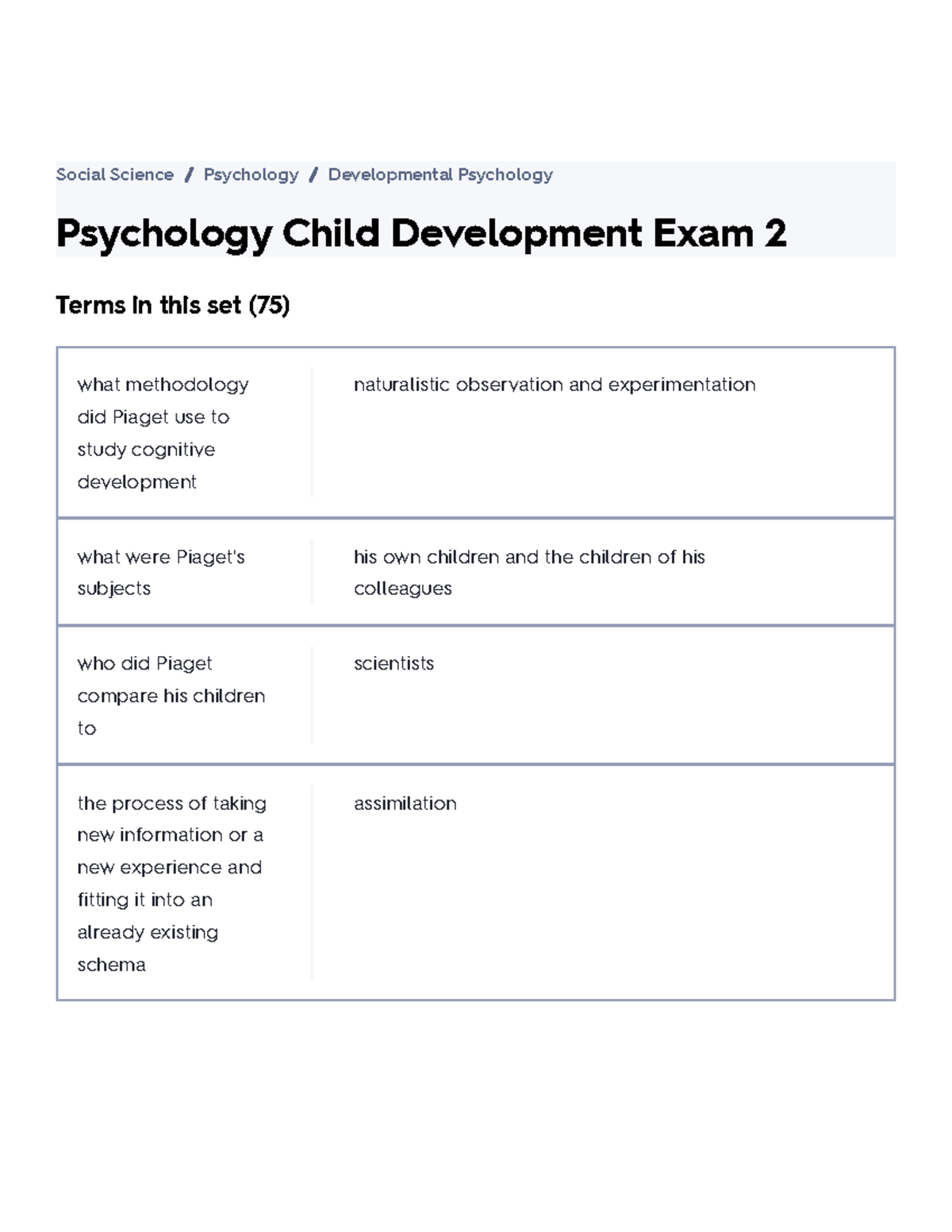 Psychology Child Development Exam 2 Flashcards Quizlet Psychology