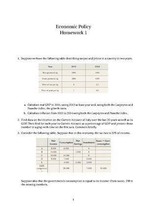 EP HW set 3,A - Hw for class - Homework Set 3,A (i) Suppose the ...