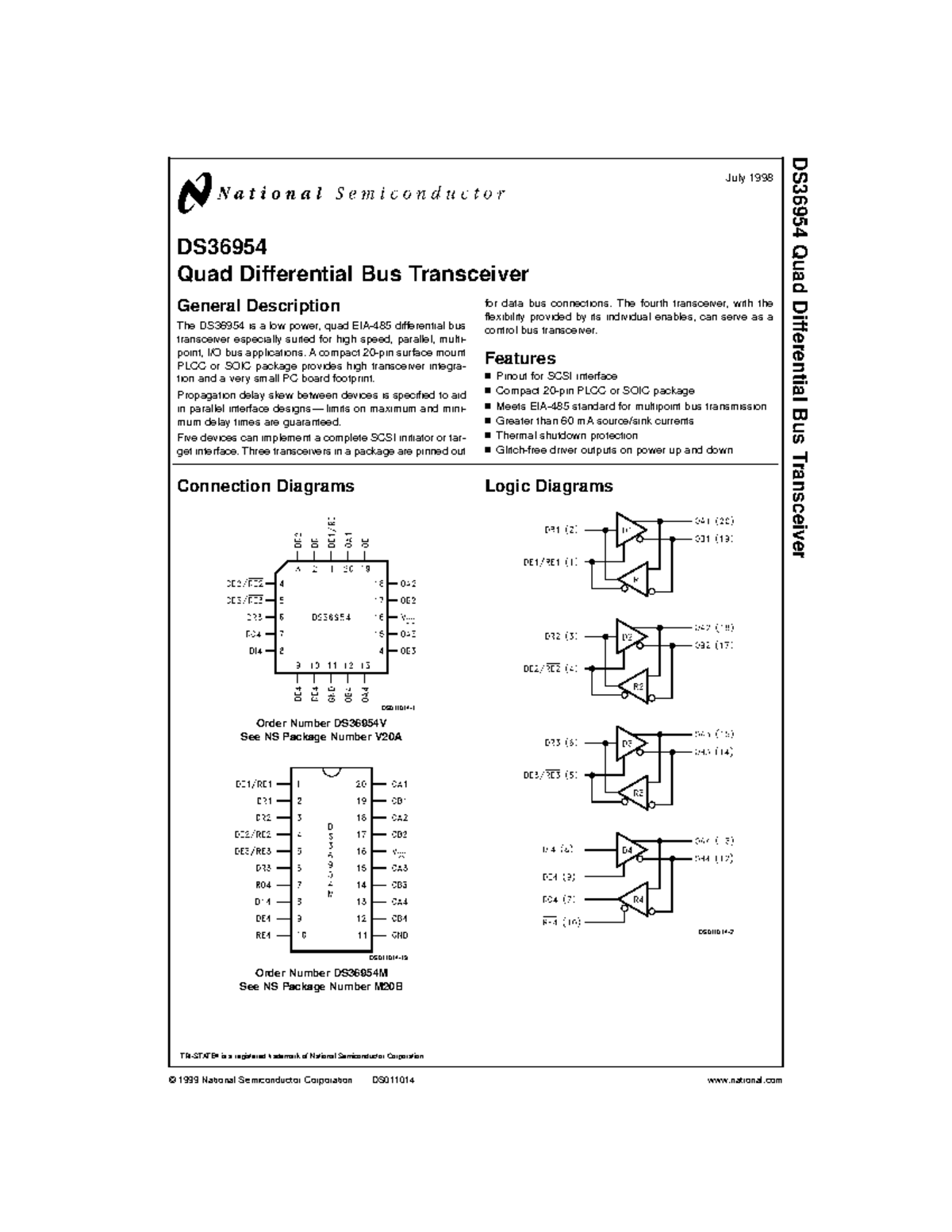 DS3695 - tdxctdyhdty - DS Quad Differential Bus Transceiver General ...