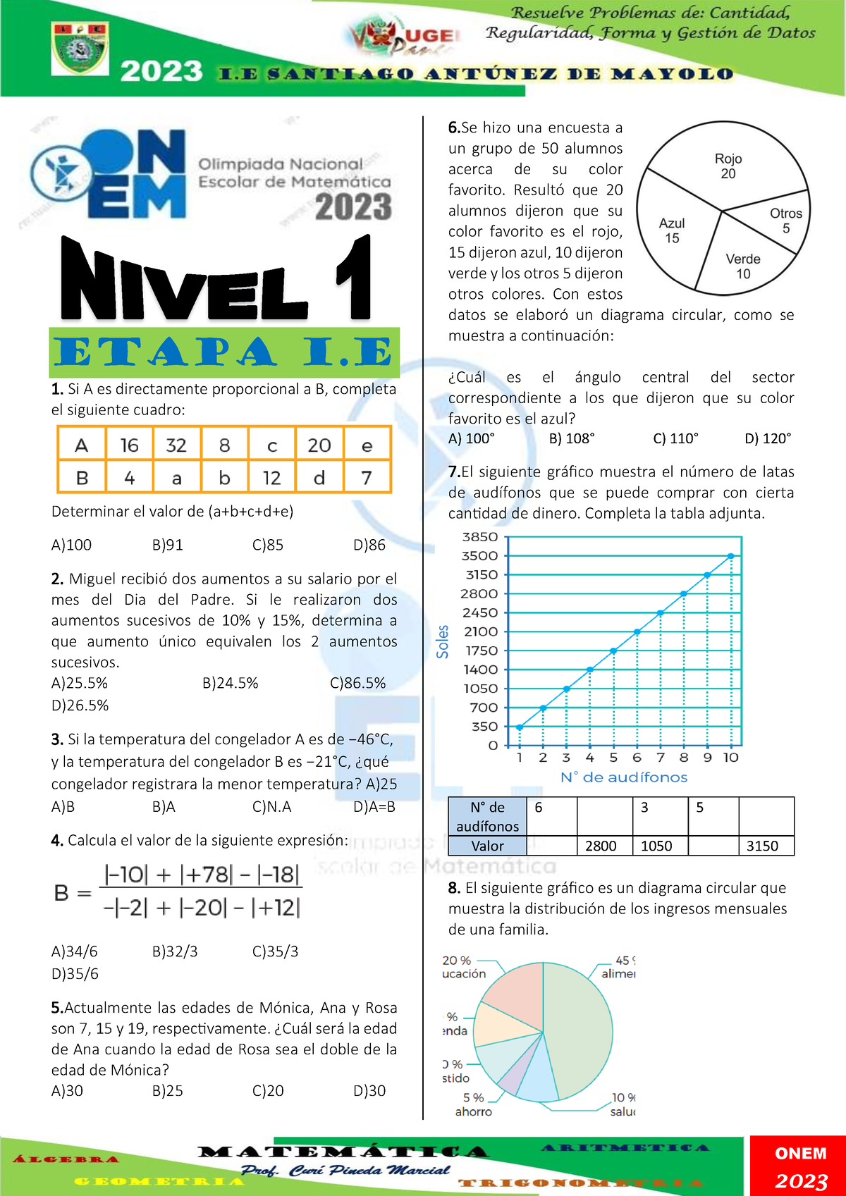 Prueba ONEM Nevel 1 - EJERCICIOS PARA PRACTICAR - ONEM 2023 ETAPA I Si ...