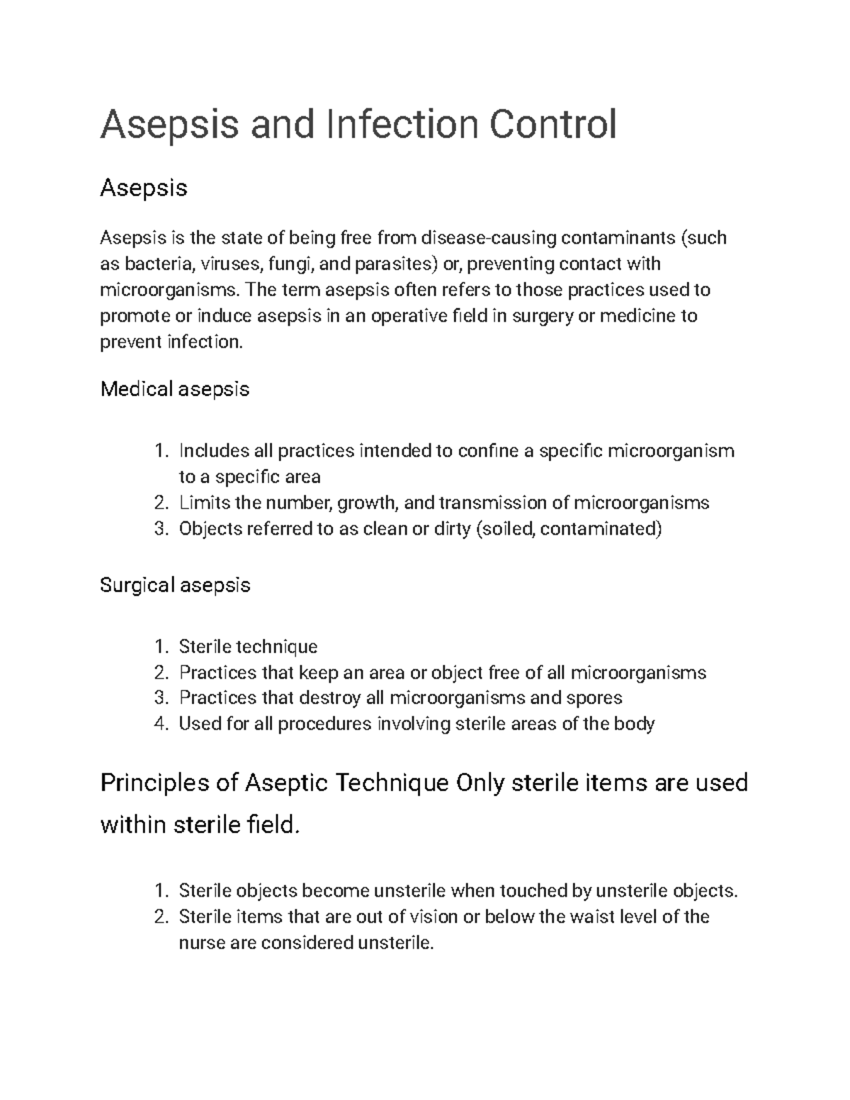 Asepsis And Infection Control - Asepsis And Infection Control Asepsis ...