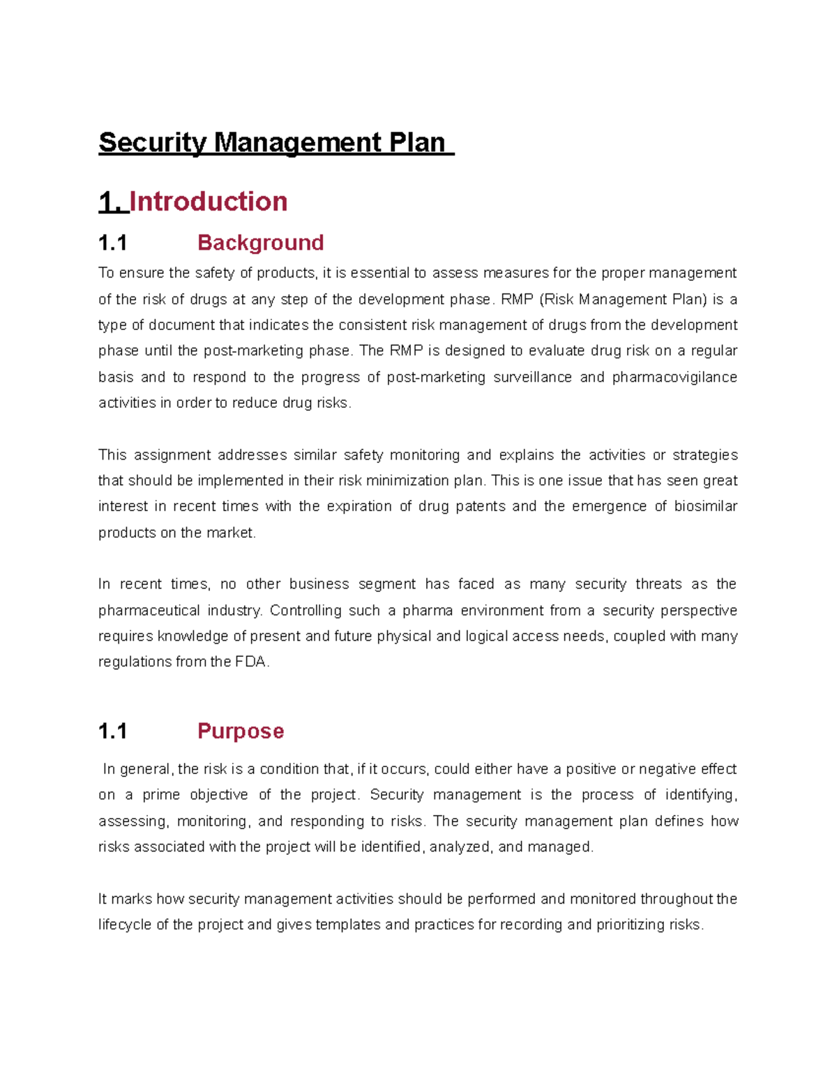 Complete Assignment Security Management Plan - Security Management Plan ...