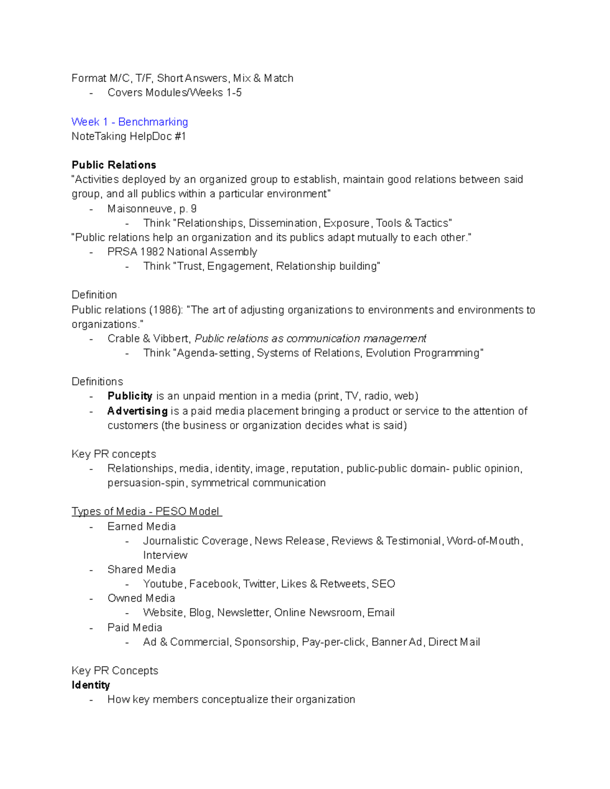 Crisis Communication - Midterm Notes - Format M/C, T/F, Short Answers ...