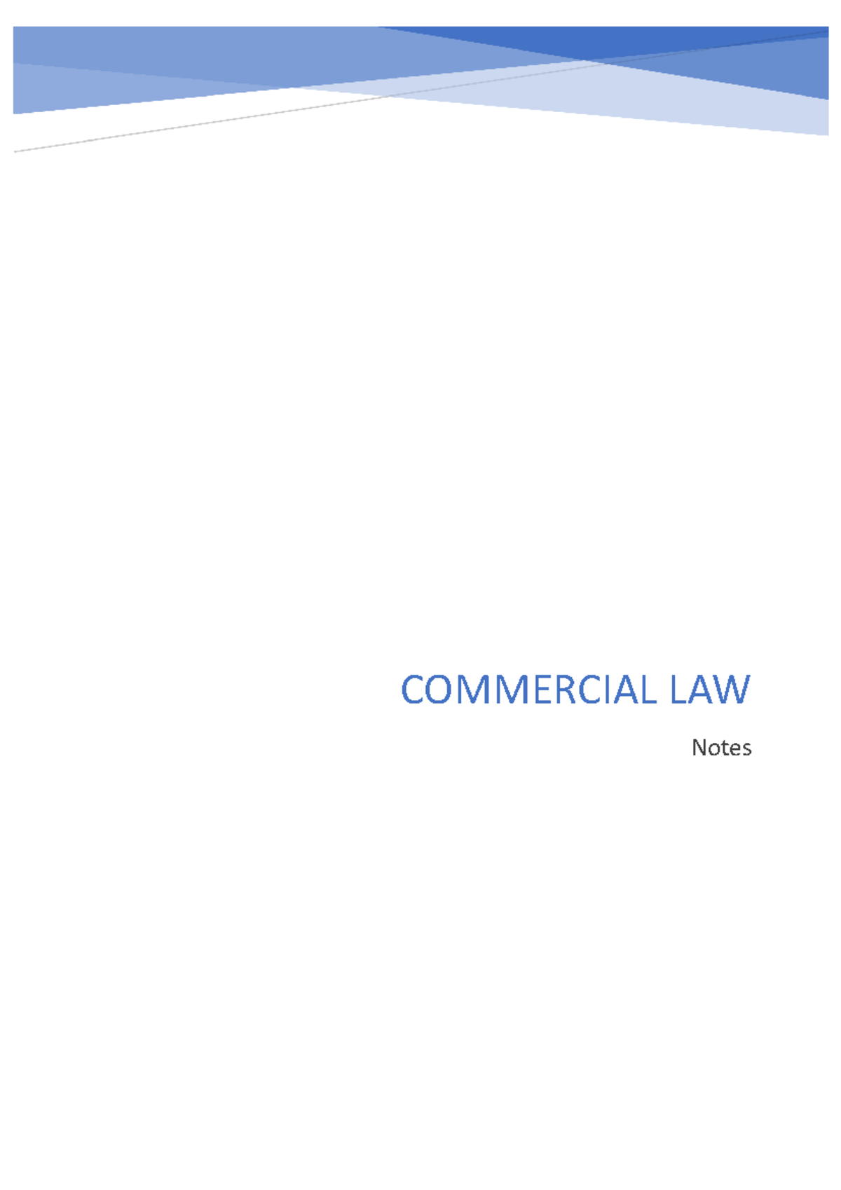 Commercial law notes - COMMERCIAL LAW Notes Contents Australian Legal ...