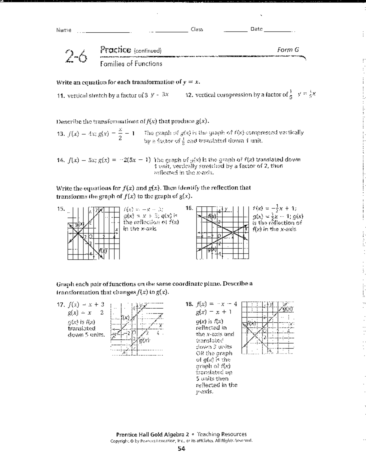 Worksheet+2 - Unit 1 of Algebra 2 Honors at Langley High School FCPS ...