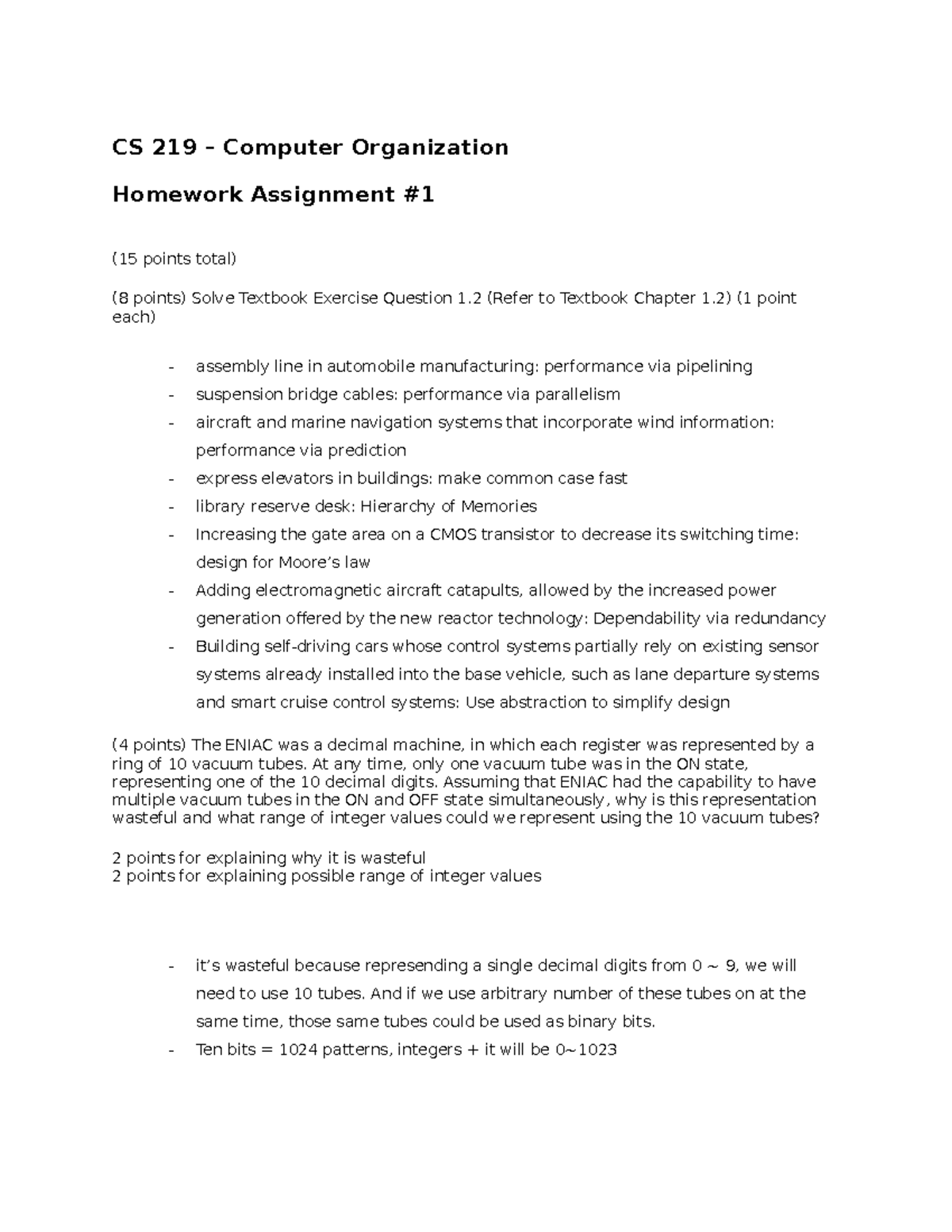 Cs129 Assignment1 Cs 219 Computer Organization Homework Assignment 1 15 Points Total 8 Cs129 Assignment1 Cs 219 Computer Organization Homework Assignment 1 15 Points Total 8