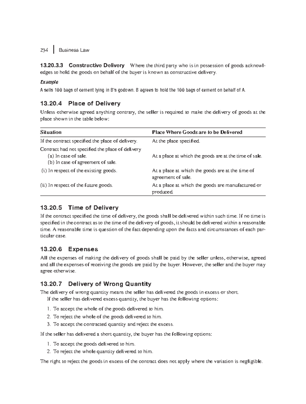 Zlib - n/a - 234 Business Law 13.20.3 Constructive Delivery Where the ...