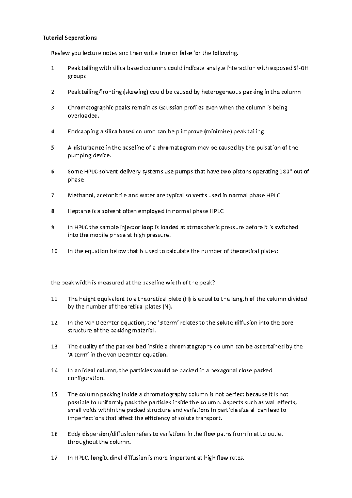 Tutorial Separations - work - Tutorial Separations Review you lecture ...