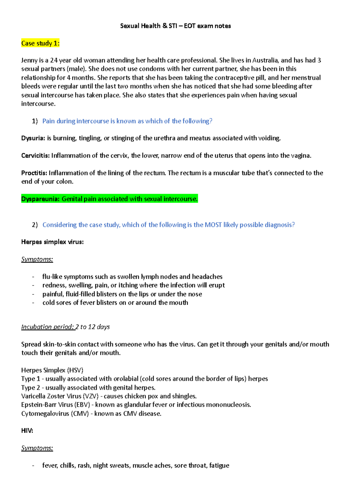 Sexual health & STI - EOT notes - Sexual Health & STI – EOT exam notes ...