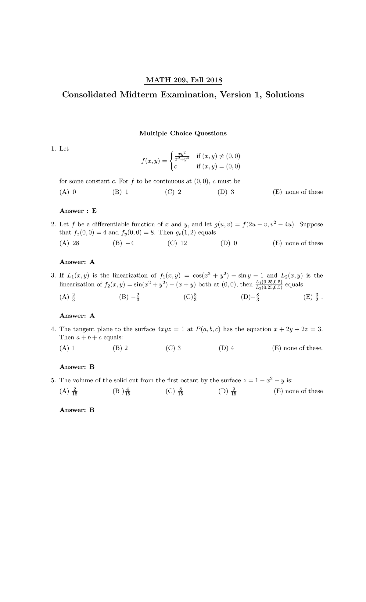 Midterm Exam October Fall 18 Questions And Answers Math 9 Fall Studocu