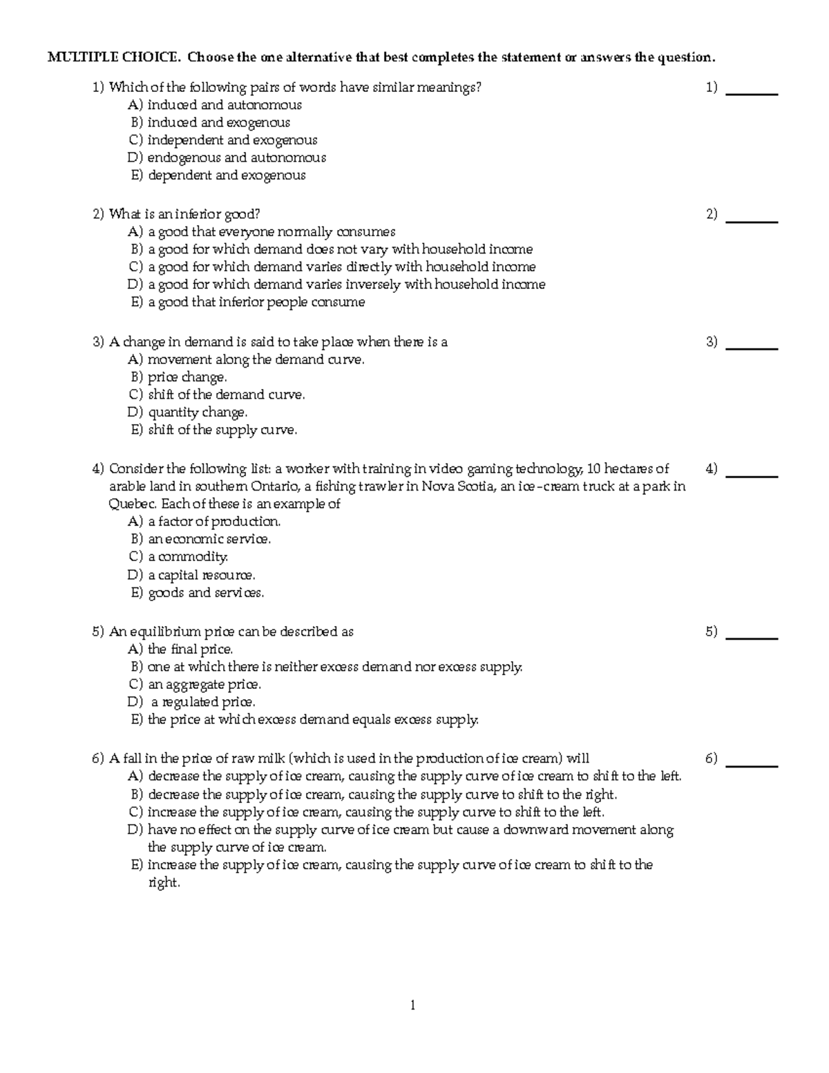 Midterm exam October 2018, questions and answers - MULTIPLE CHOICE ...