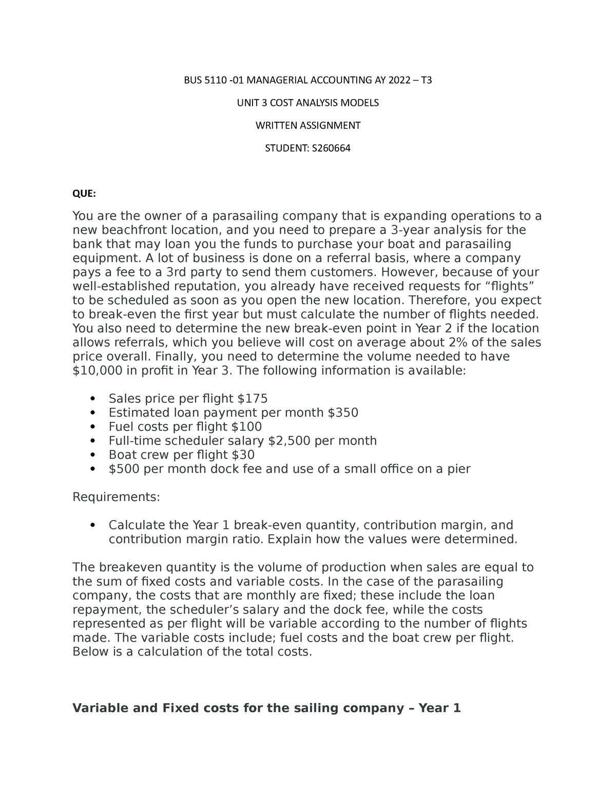 BUS 5110 Unit 3 Written Assignment - BUS 5110 -01 MANAGERIAL ACCOUNTING ...