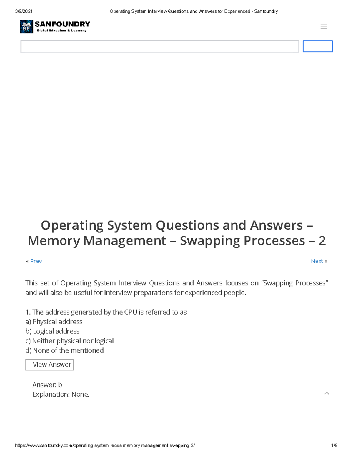 Operating System Interview Questions and Answers for Experienced ...