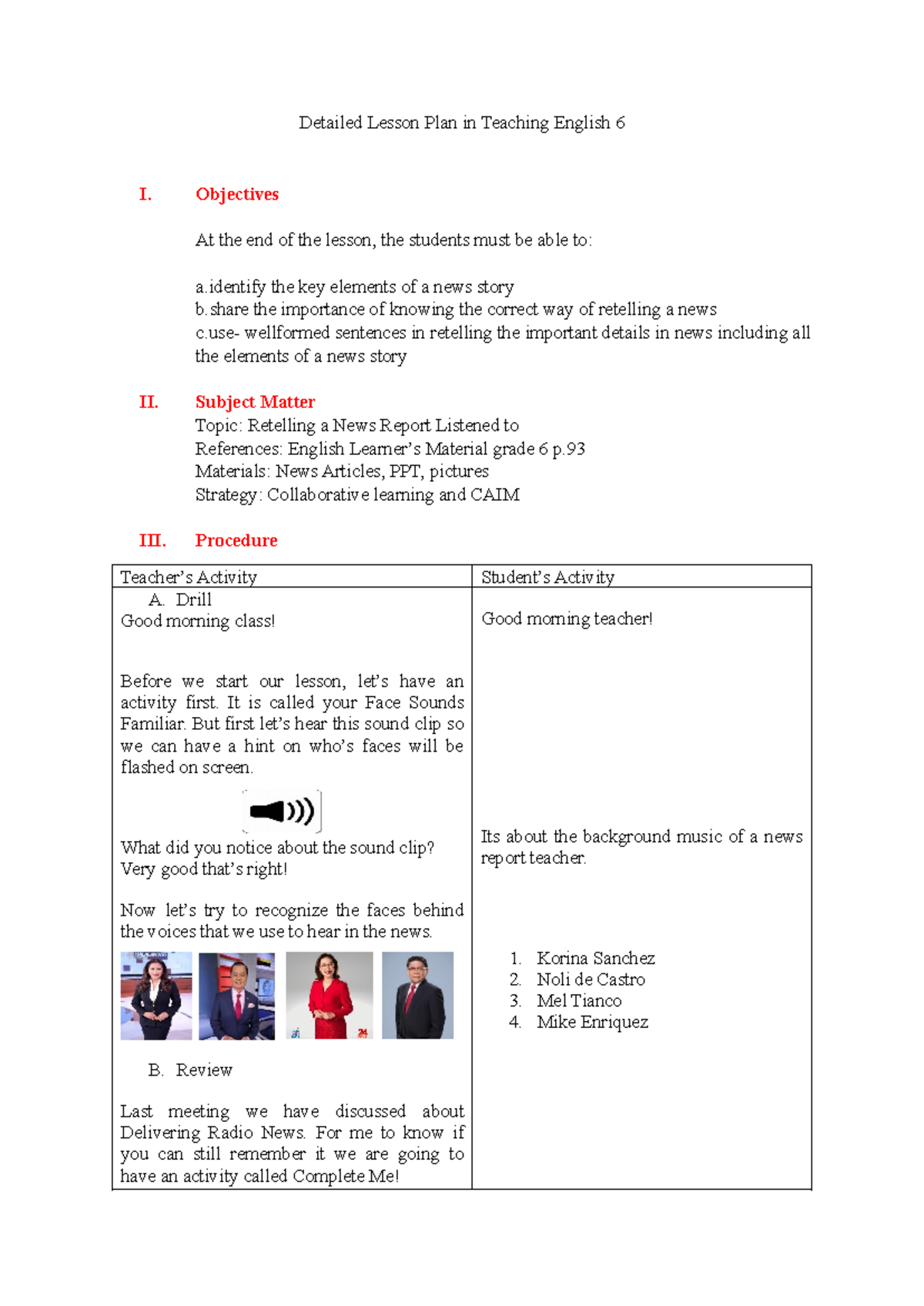 Detailed Lesson Plan in English 6 - Detailed Lesson Plan in Teaching ...