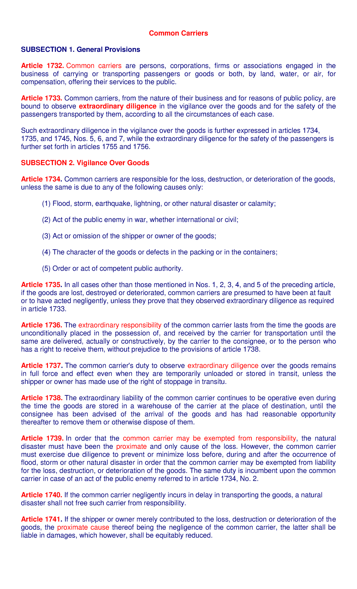 Transportation Law Codal Art 1732 1766 Common Carriers SUBSECTION 1