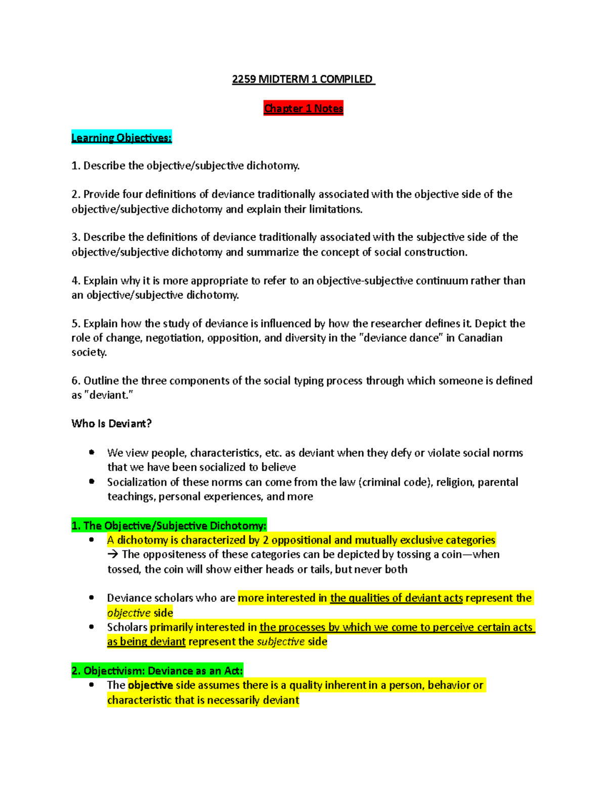 Midterm 1 Notes Compiled - 2259 MIDTERM 1 COMPILED Chapter 1 Notes ...