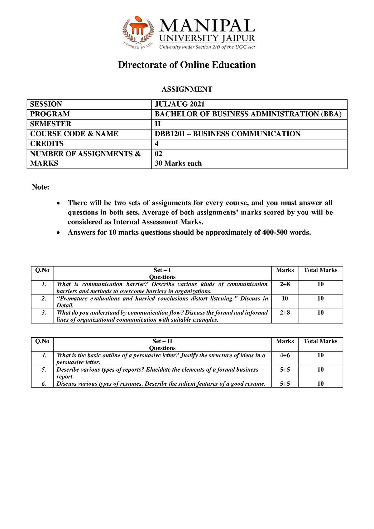 how to make bba assignment