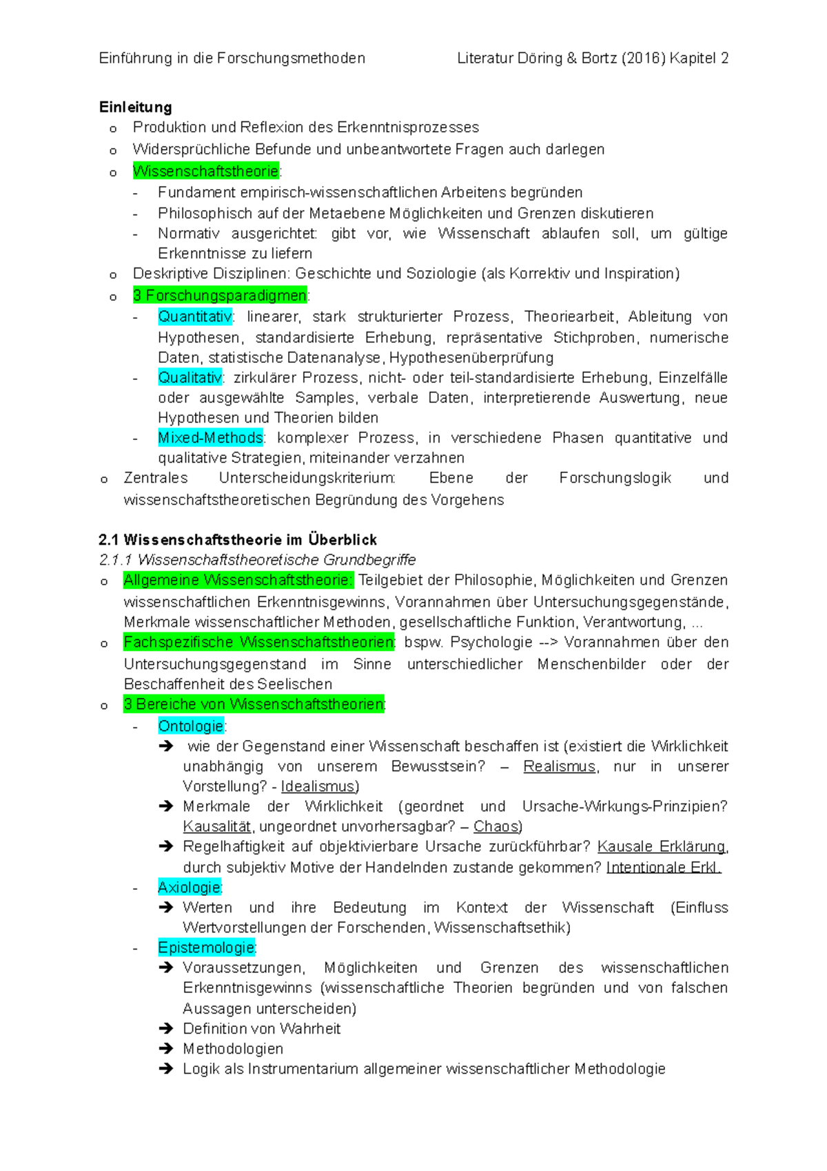 Einführung Forschungsmethoden Kapitel 2 - Einleitung O Produktion Und ...