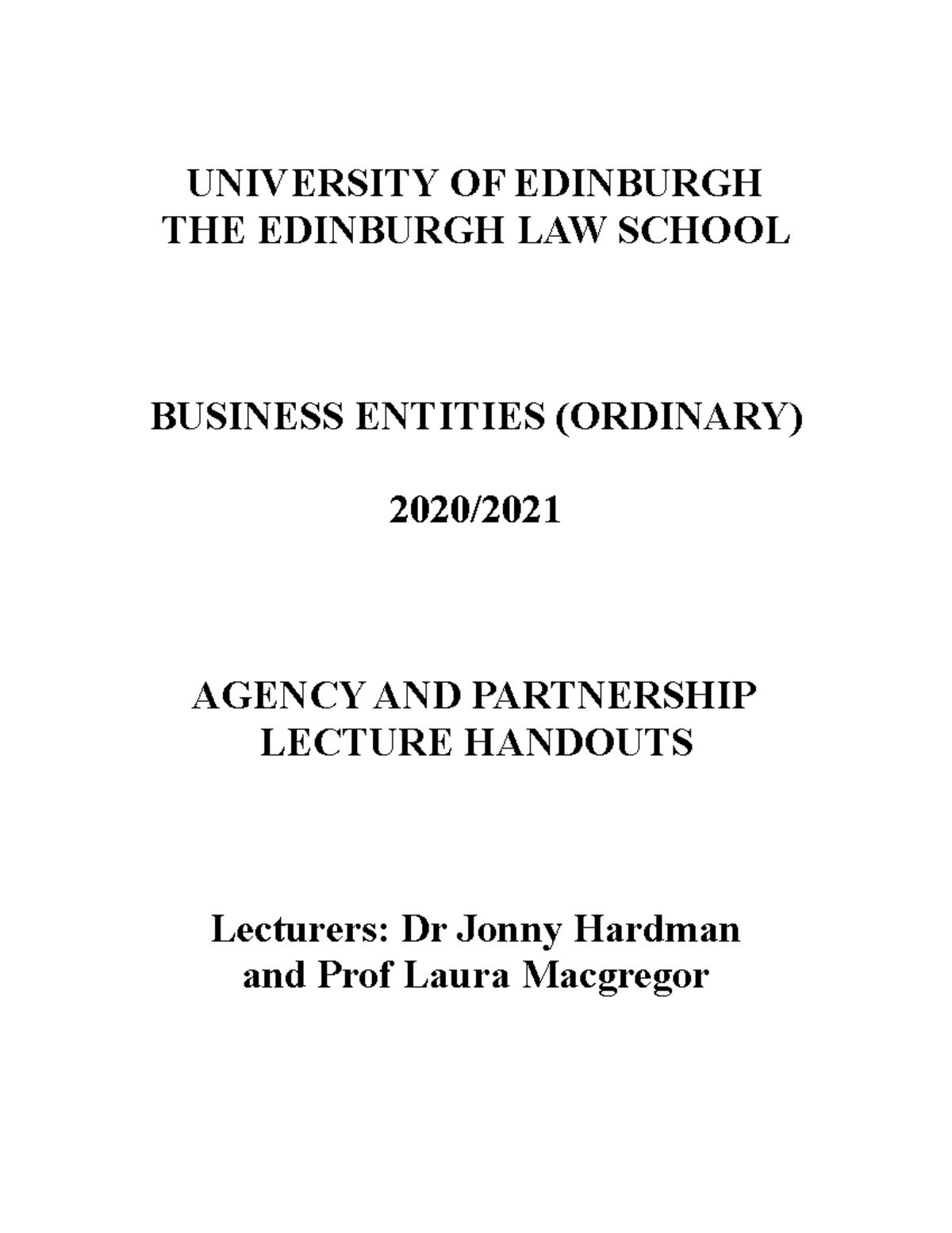 Agency lecture notes from Business Entities Module, very detailed ...